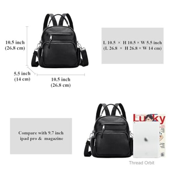 Genuine Leather Convertible Backpack Purse 4-in-1 Shoulder Bag Small